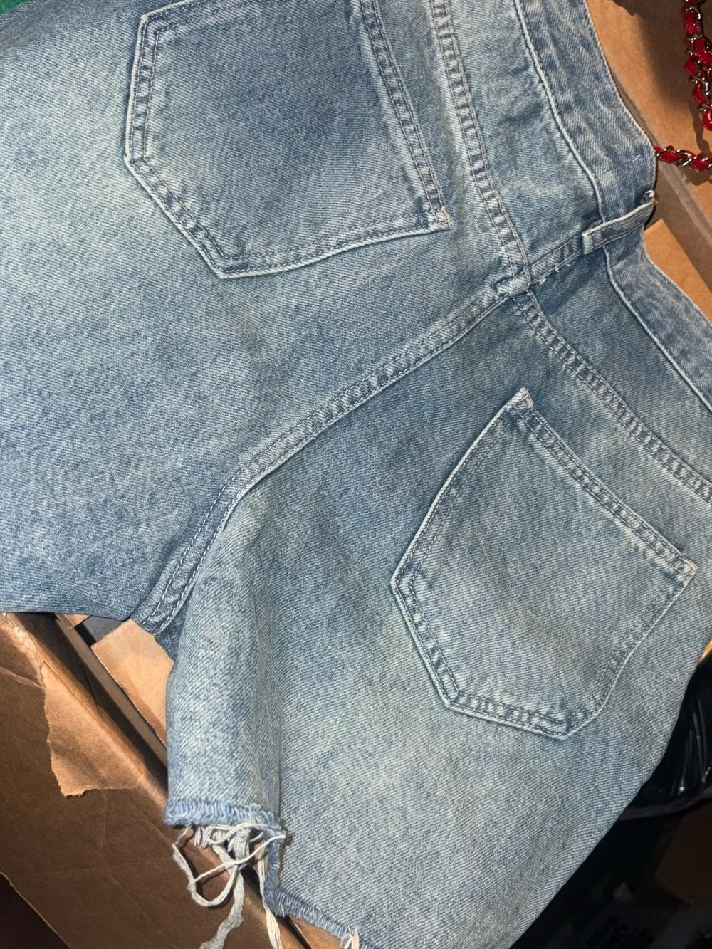 CHANEL Light Blue Embroidered CC Denim Shorts